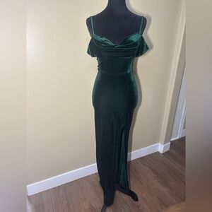 B. Smart Green Velvet maxi  Dress